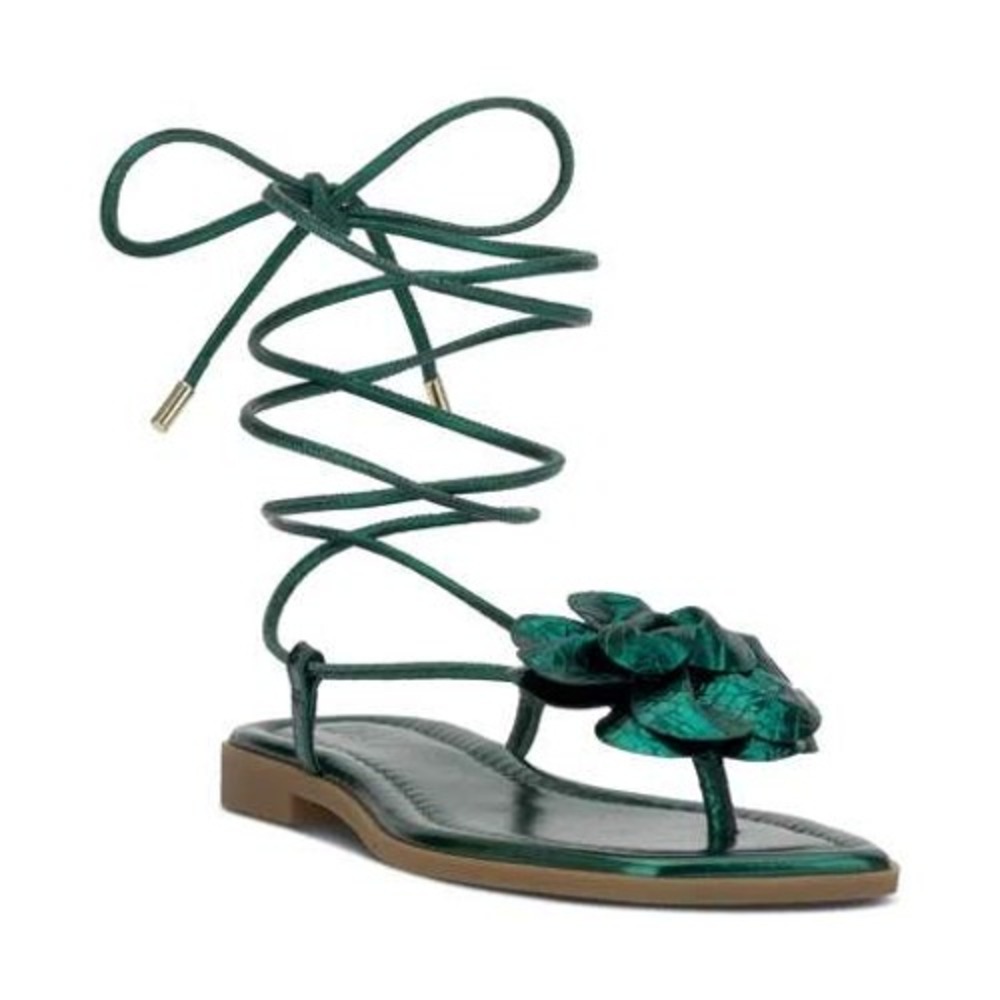 INC International Concepts Giana 2 Metallic Green Floral Lace Up 11M
